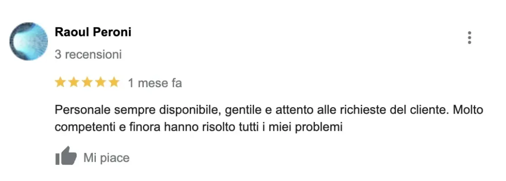 Recensioni positive clienti - Studio dentistico Ferlin - Impiantologia a carico Immediato